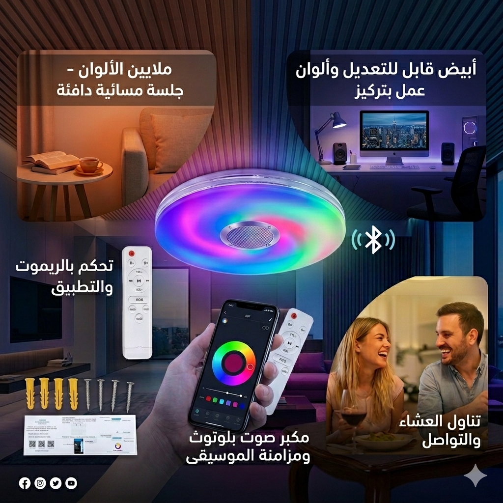 Multi-color spotlight equipped with a Bluetooth speaker (Controlled with mobile phone)